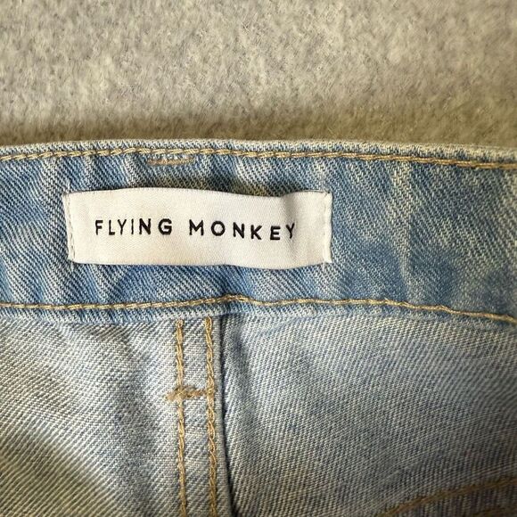 Flying Monkey Womens Size 32 Waist Denim Jeans Blue Distressed Raw Hem NWT - Picture 2 of 7